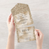 Gold Luxe Glitter All In One Uitnodiging (Afscheurbaar)