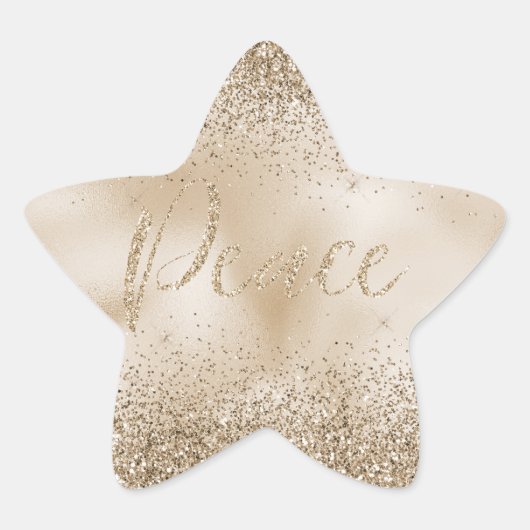 Gold Luxe Glitter Peace Ster Sticker (Voorkant)