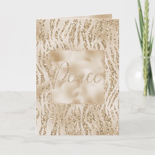 Gold Luxe Glitter Zebra afdrukken met kerstmis Kaart (Voorkant)