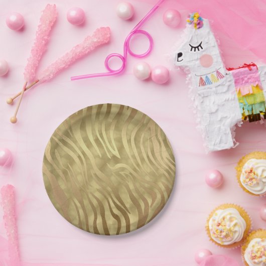 Gold Luxurous Zebra Oerwoud Safari Glam Papieren Bordje (Feest)