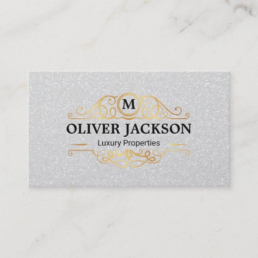 Gold Luxury Elements | Achtergrond Shimmer Sequin Visitekaartje (Voorkant)