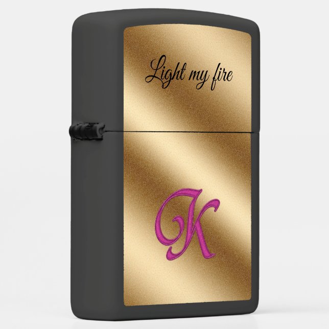 Gold Luxury Monogram K Zippo Lighter (Rechts)