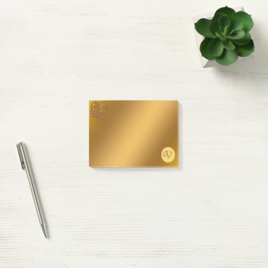 Gold Luxury Monogram V Post-it® Notes (Kantoor)