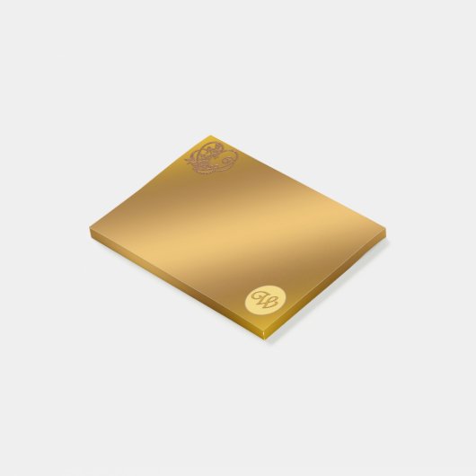 Gold Luxury Monogram W Post-it® Notes (Schuin)