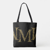 Gold M Monogram Initiaal Ontwerp op elke kleur Draagtas (Achterkant)