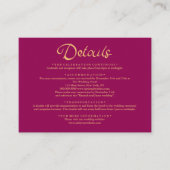 Gold Magenta Mandala Indian Wedding - Gegevens Informatiekaartje (Voorkant)