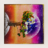Gold Magic Planet kerstboom Legpuzzel (Horizontaal)