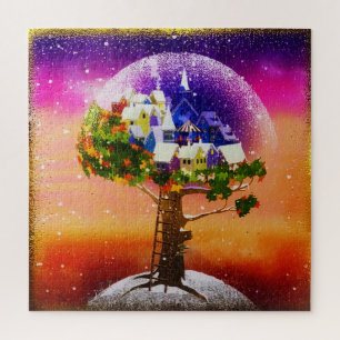 Gold Magic Planet kerstboom Legpuzzel