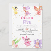 Gold Magical Fairy Invitation Anniversaire (Devant)