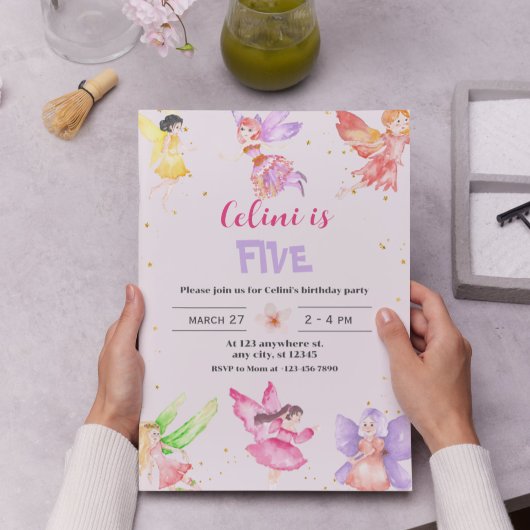 Gold Magical Fairy Invitation Anniversaire