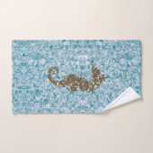 Gold Magical Sea Horse sur le bleu Abstrait (Serviette à main)