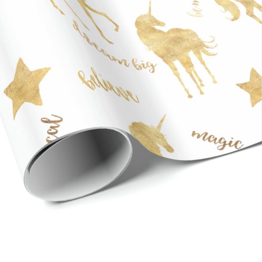 Gold Magical Unicorn Cadeaupapier (Rol Hoek)