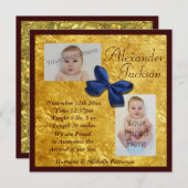 Gold & Mahogany Boy's Faire-part de naissance (Devant / Derrière)