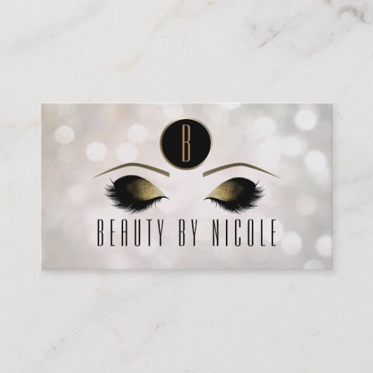 Gold Makeup Eyes White Bokeh Customer Loyalty Card (Voorkant)