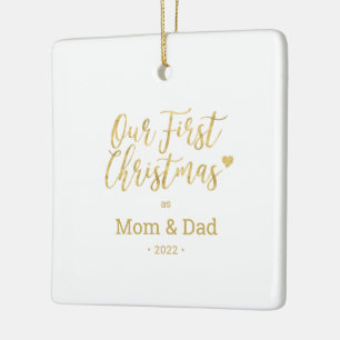 Gold Mam & Pap Ouders Eerste Kerstfoto Keramisch Ornament