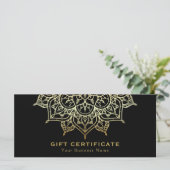 Gold Mandala Black Elegant modern cadeaubon (Staand voorkant)