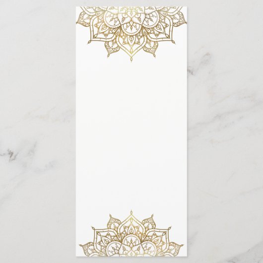 Gold Mandala Blanc Moderne Elégant Menu Mariage (Dos)