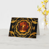 Gold Mandala Bronze Bouddha Carte d'anniversaire (Fleur jaune)