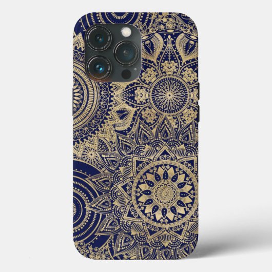 Gold Mandala Collectie blauw design Case-Mate iPhone Case (Achterkant)