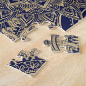 Gold Mandala Collectie blauw design Legpuzzel (Zijkant)