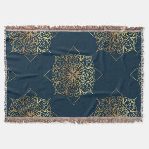 Gold Mandala Damask Pattern Deken
