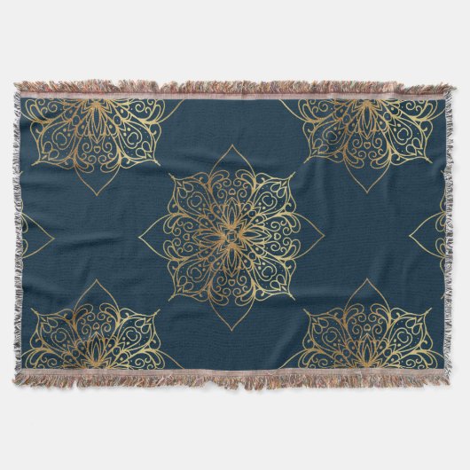 Gold Mandala Damask Pattern Deken (Voorkant)