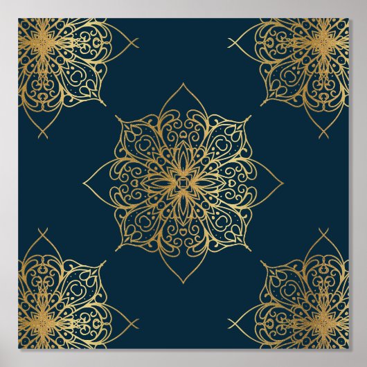 Gold Mandala Damask Pattern Folie Afdrukken (Voorkant)