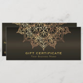 Gold Mandala Earthy Brown Modern Gift Certificate (Voorkant / Achterkant)