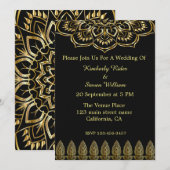 Gold Mandala en Henna Wedding Invitation Kaart (Voorkant / Achterkant)