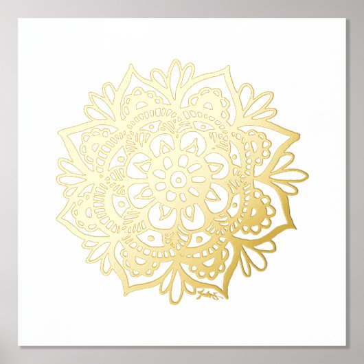 Gold Mandala Flower Folie Art afdrukken (Voorkant)