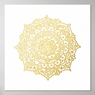 Gold Mandala Flower Folie Art afdrukken