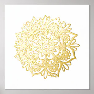Gold Mandala Flower Folie Art afdrukken Folie Afdrukken