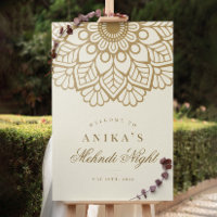 Gold Mandala Indian Mehndi Affiche de bienvenue de