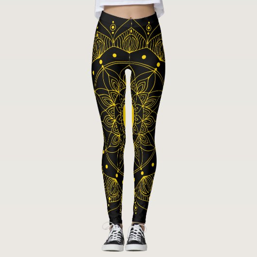 Gold Mandala, LineArt Leggings (Voorkant)