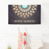 Gold Mandala Lotus Wood Banner (Insitu)