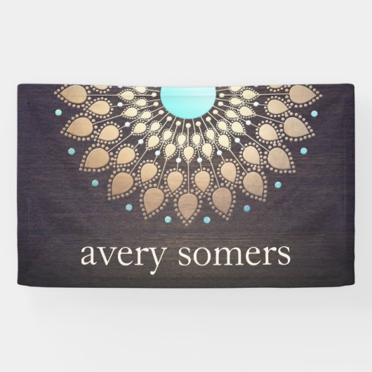 Gold Mandala Lotus Wood Banner (Horizontaal)