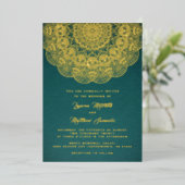 Gold Mandala Mariage Foil Invitation (Debout devant)