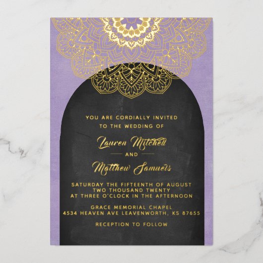 Gold Mandala Mariage Foil Invitation (Recto)