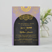 Gold Mandala Mariage Foil Invitation (Debout devant)