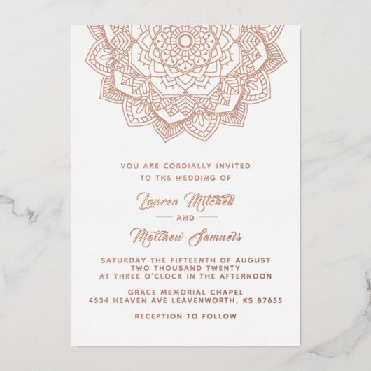 Gold Mandala Mariage Foil Invitation (Recto)