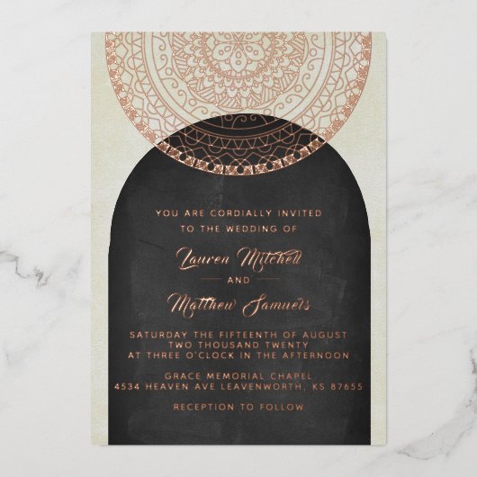 Gold Mandala Mariage Foil Invitation (Recto)