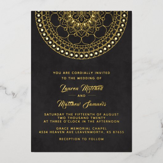 Gold Mandala Mariage Foil Invitation (Recto)