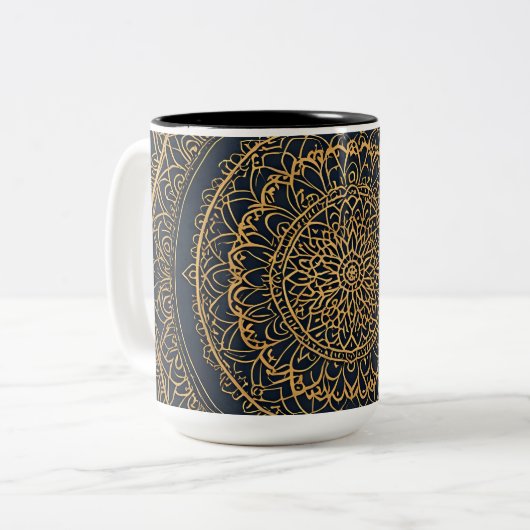 Gold Mandala Midnight Blue Mug (Devant gauche)
