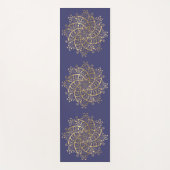 Gold Mandala Navy Blue Boho Yogamat (Voorkant)
