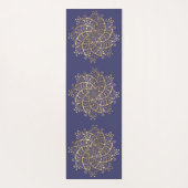 Gold Mandala Navy Blue Boho Yogamat (Achterkant)