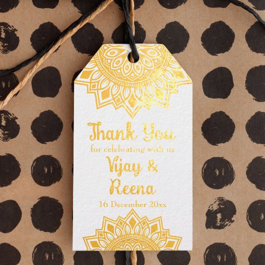 Gold mandala ontwerp gepersonaliseerd huwelijk cadeaulabels
