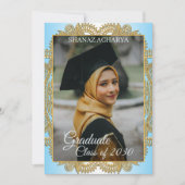 Gold Mandala op blauw Afstuderen Aankondiging (Voorkant)