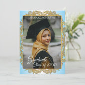 Gold Mandala op blauw Afstuderen Aankondiging (Staand voorkant)