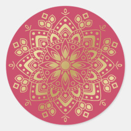 Gold Mandala op lichte, bleekroze envelop Ronde Sticker