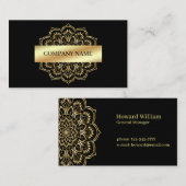 Gold Mandala op zwarte achtergrond Visitekaartje (Voorkant / Achterkant)